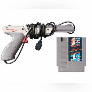 Nintendo NES Zapper Light Gun + Super Mario Bros Duck Hunt Game